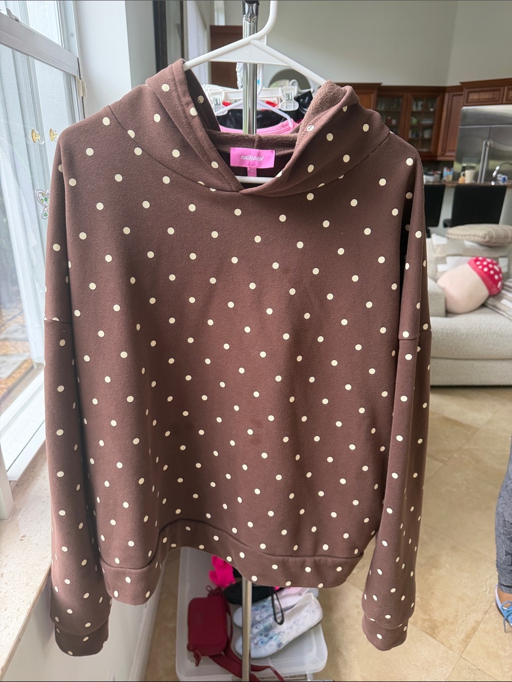 Edikted Brown Polka Dot hooded sweatshirt